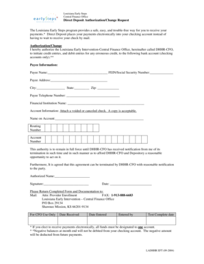 Louisiana Direct Deposit Authorization Form