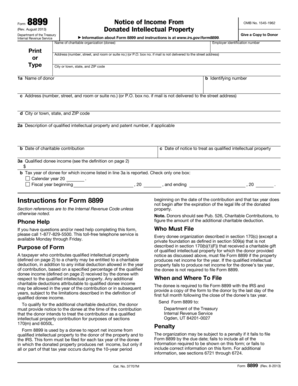 IRS Form 8899 Notice of Income From Donated Intellectual Property
