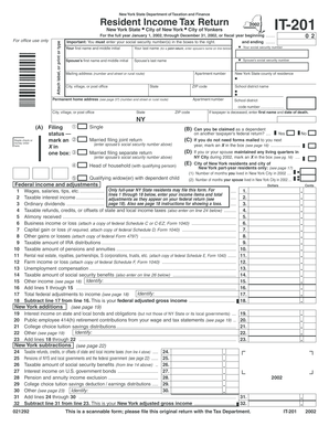 New York State Resident Income Tax Return