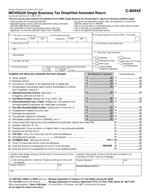 Michigan Single Business Tax Simplified Amended Return