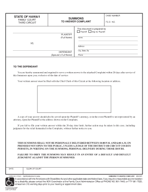 Hawaii Family Court Summons