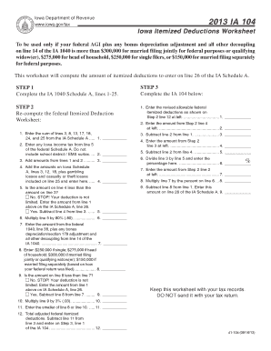 Iowa Itemized Deductions Worksheet