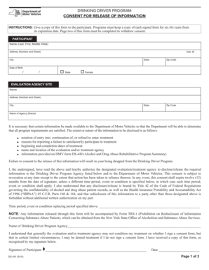 Drinking Driver Program Consent Form
