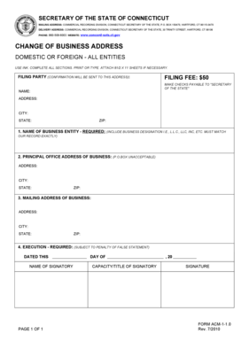 Connecticut Business Address Change Form