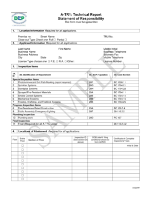 New York City Technical Report Form A-TR1