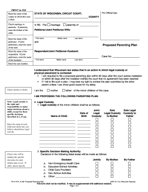 Wisconsin Proposed Parenting Plan