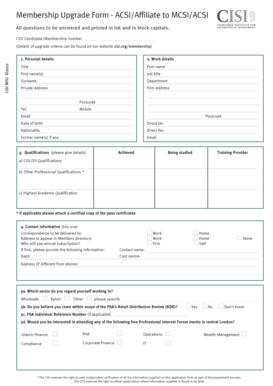 Membership Upgrade Form