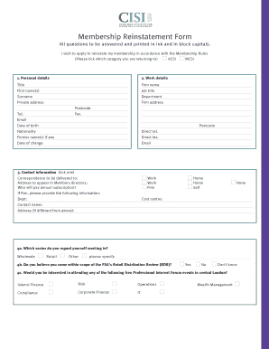 Membership Reinstatement Form