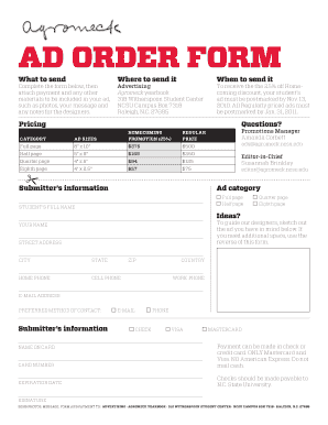NCSU Agromeck Yearbook Senior Ad Order Form