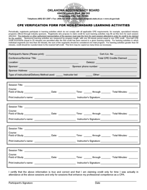 Oklahoma CPE Verification Form