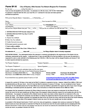 Dayton Ohio Income Tax Return Extension Request
