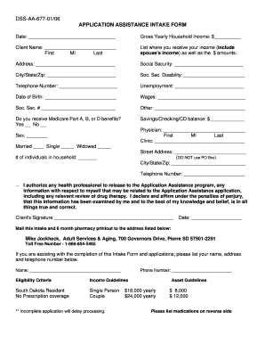 Application Assistance Intake Form