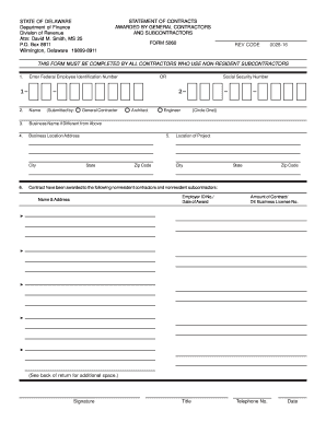 Delaware Statement of Contracts Form 5060
