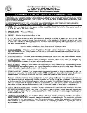 Texas Journeyman Electrician License Application