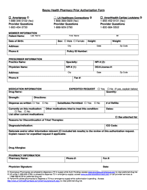 Bayou Health Pharmacy Prior Authorization Form