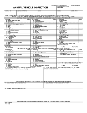 USDA Vehicle Inspection Form
