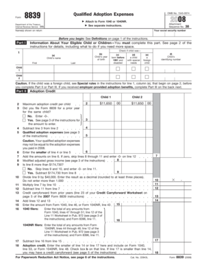 IRS Form 8839 Adoption Credit