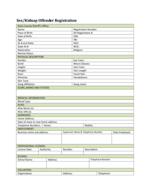 Sex Offender Registration Form