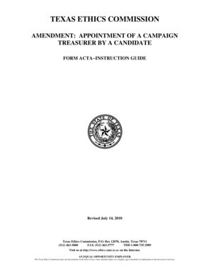 Texas Campaign Treasurer Appointment Amendment