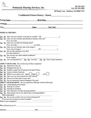 Confidential Patient History Form
