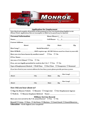 Employment Application Form
