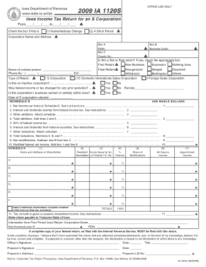 Iowa Income Tax Return for an S Corporation