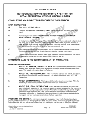 Response to Petition for Legal Separation Without Minor Children