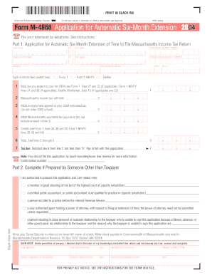 Massachusetts Form M-4868 Application for Automatic Six-Month Extension