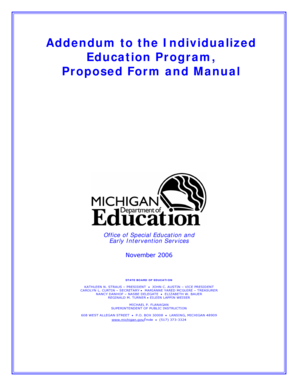Addendum to Individualized Education Program