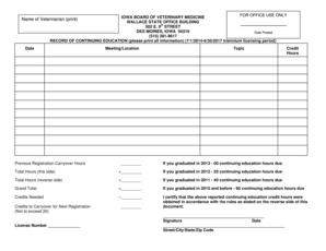 Iowa Veterinarian Continuing Education Record