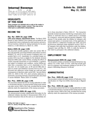 IRS Bulletin 2005-22