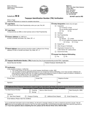 Montana Substitute W-9 Form