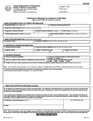 Employee’s Request for Advance of Benefits