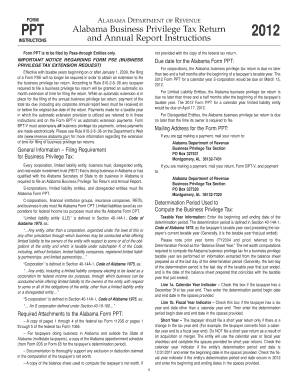 Alabama Business Privilege Tax Return 2012