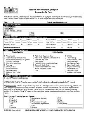 Vaccines for Children Program Provider Profile Form