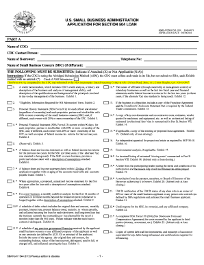 US Small Business Administration Section 504 Loan Application