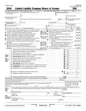 California Form 568 2000 Limited Liability Company Return of Income
