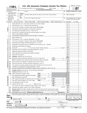 US Life Insurance Company Tax Return Form 1120-L