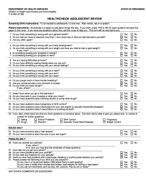 HealthCheck Adolescent Review Form