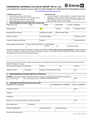 CHDP Referral Follow-Up Report PM 161 LAC