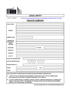 EU Legal Entity Form