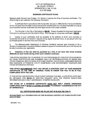 Massachusetts Business Certificate Filing