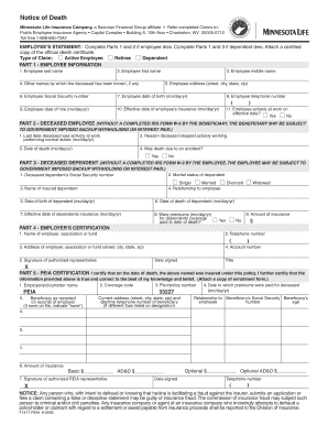Minnesota Life Insurance Death Claim Form