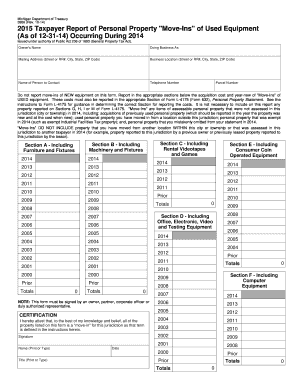 Michigan Personal Property Move-Ins Tax Form