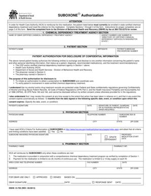 Suboxone Authorization Form