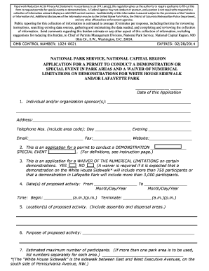 National Park Service Demonstration or Special Event Permit Application