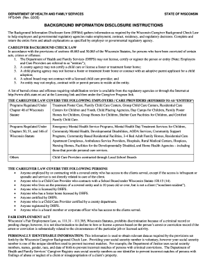 Wisconsin Caregiver Background Check Form