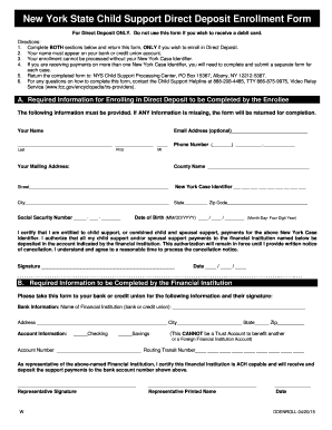 New York State Child Support Direct Deposit Enrollment Form