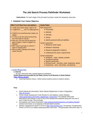Job Search Process Pathfinder Worksheet