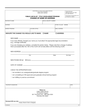 Indian Health Service Change of Name or Address Form